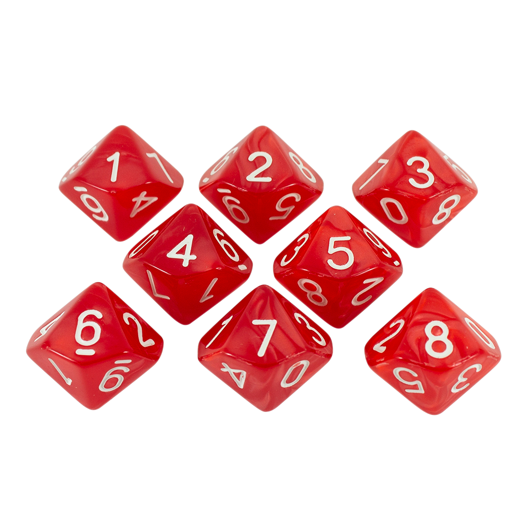 Red Pearl Dice - 8 D10 Set