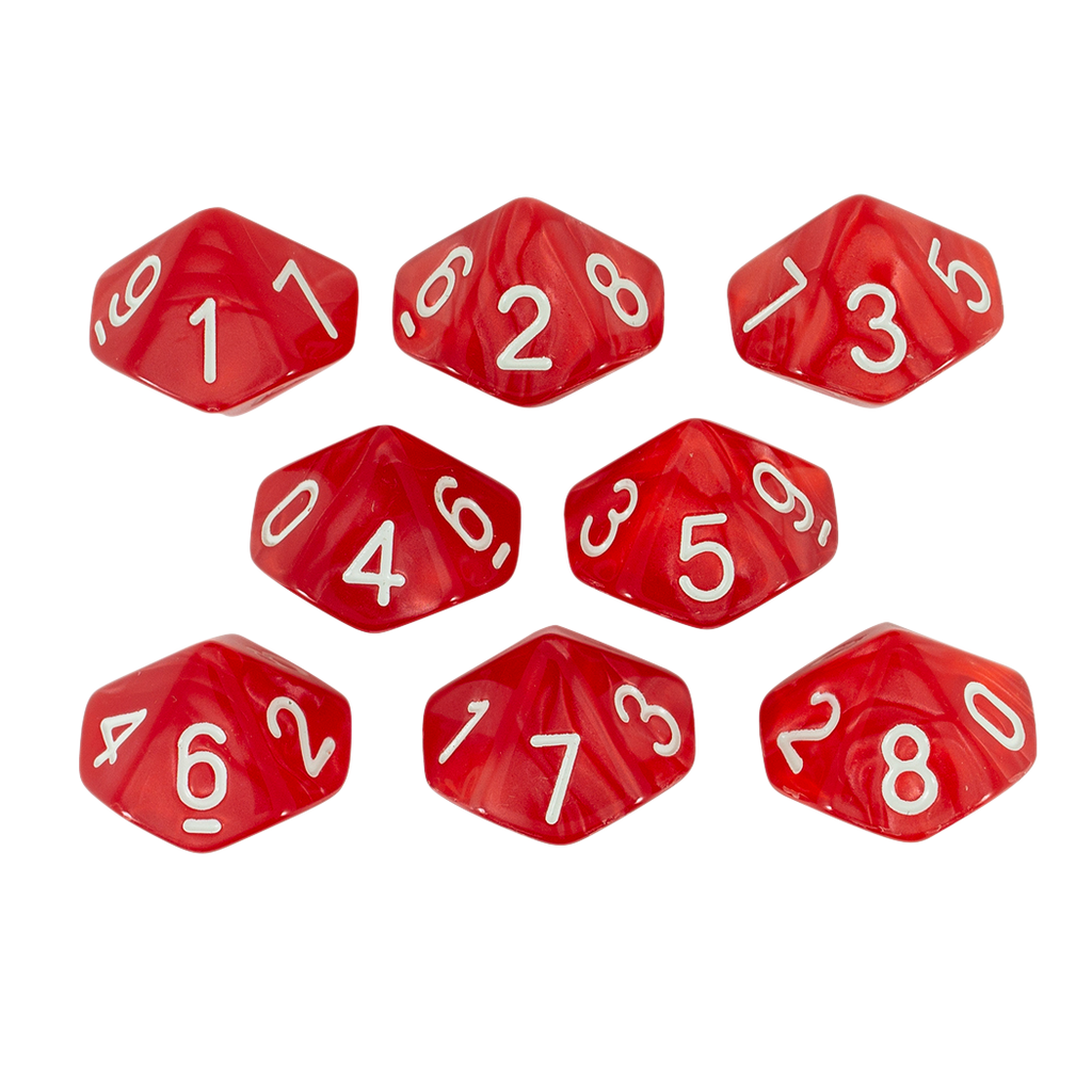 Red Pearl Dice - 8 D10 Set
