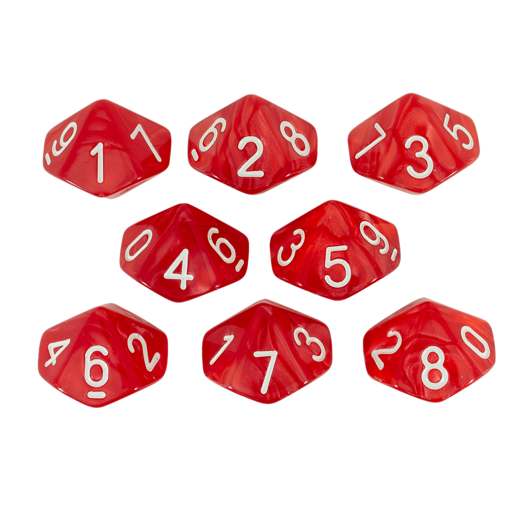 Red Pearl Dice - 8 D10 Set