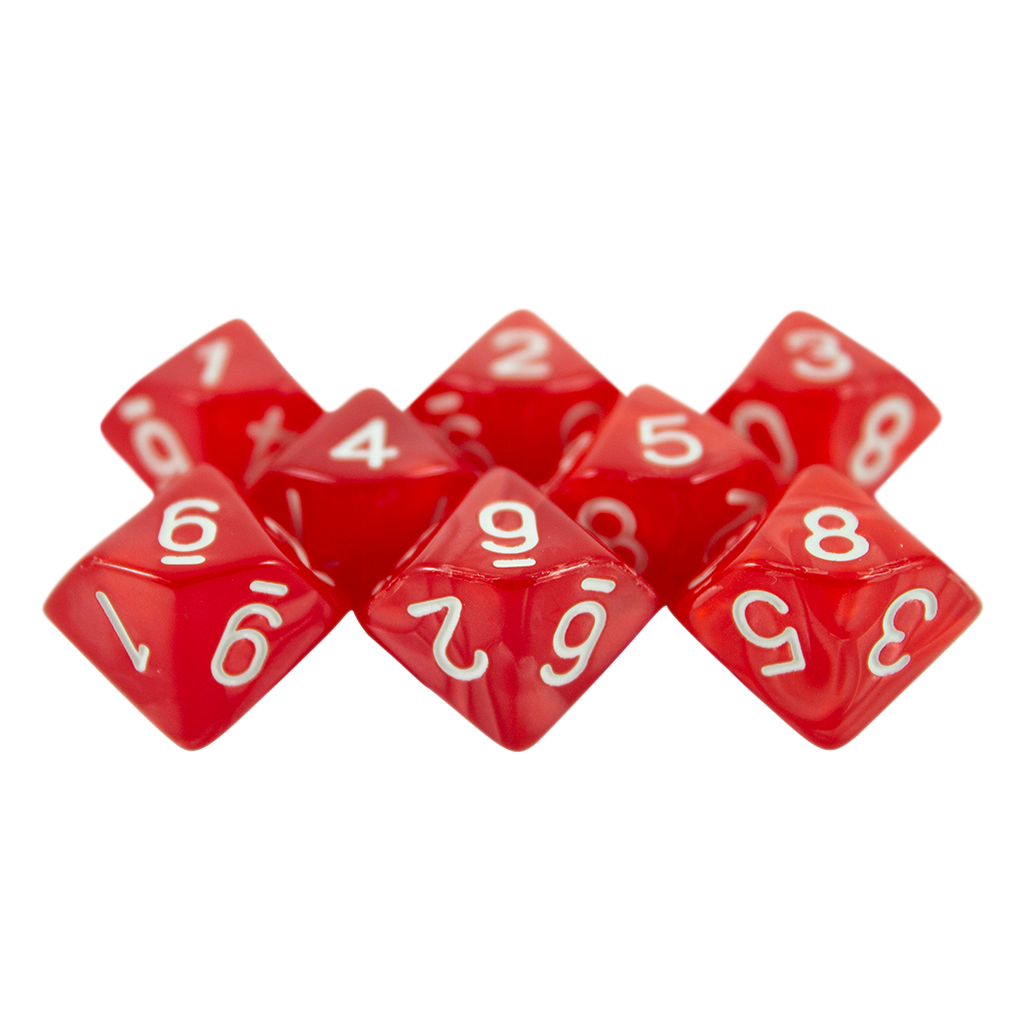 Red Pearl Dice - 8 D10 Set