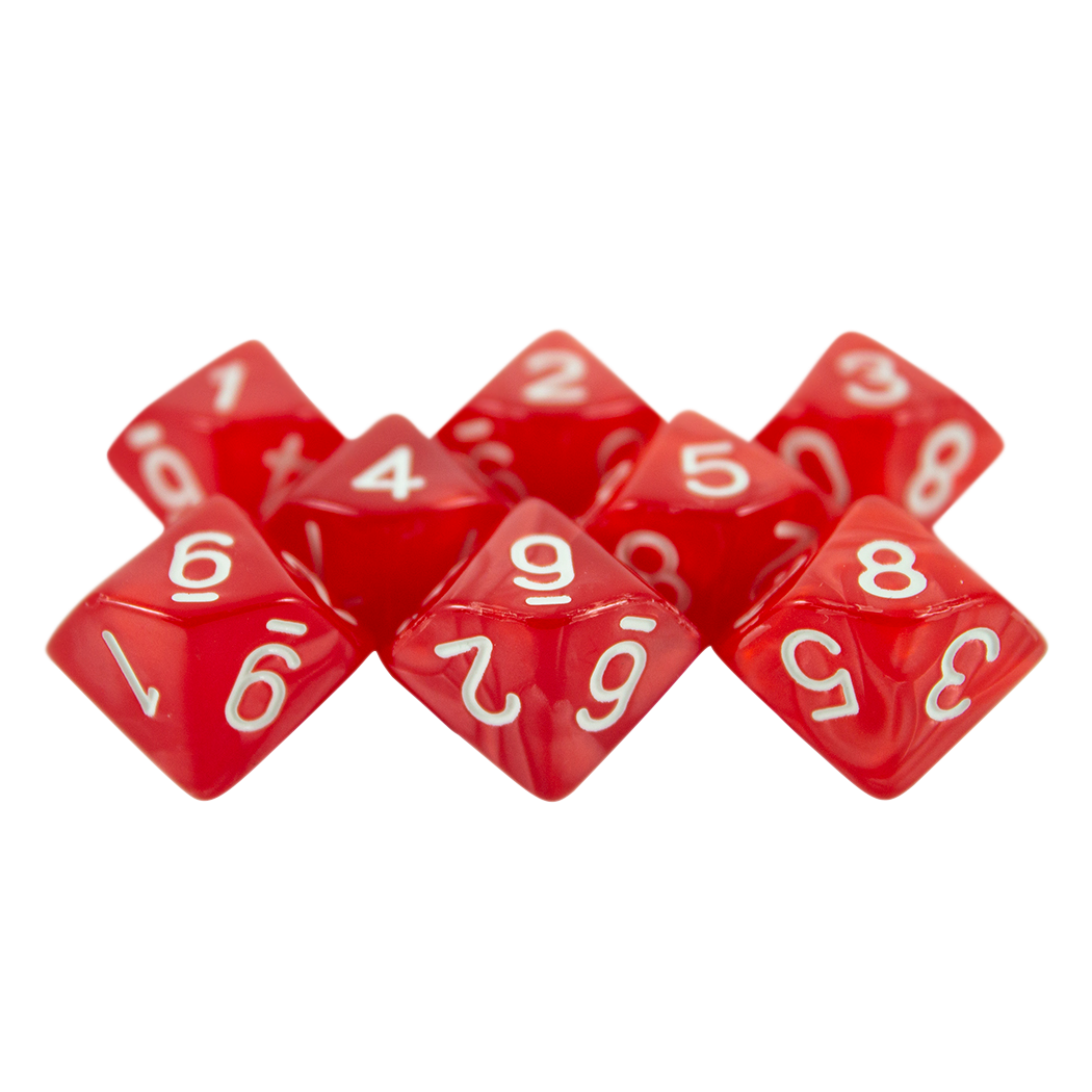 Red Pearl Dice - 8 D10 Set