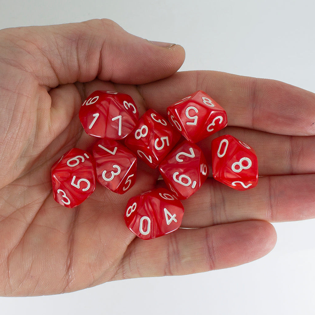 Red Pearl Dice - 8 D10 Set