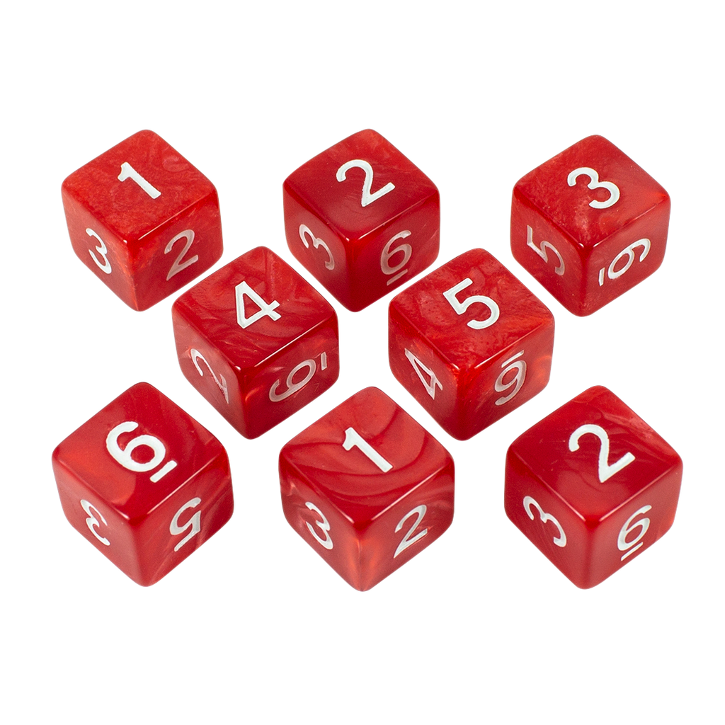 Red Pearl Dice - 8D6 Set