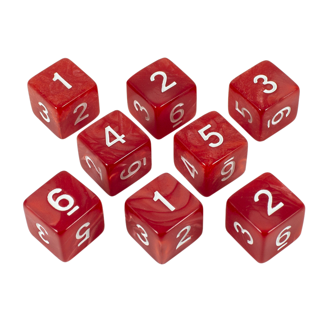 Red Pearl Dice - 8D6 Set