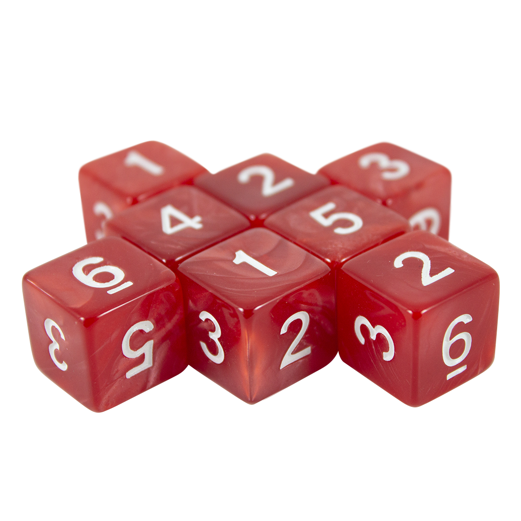 Red Pearl Dice - 8D6 Set