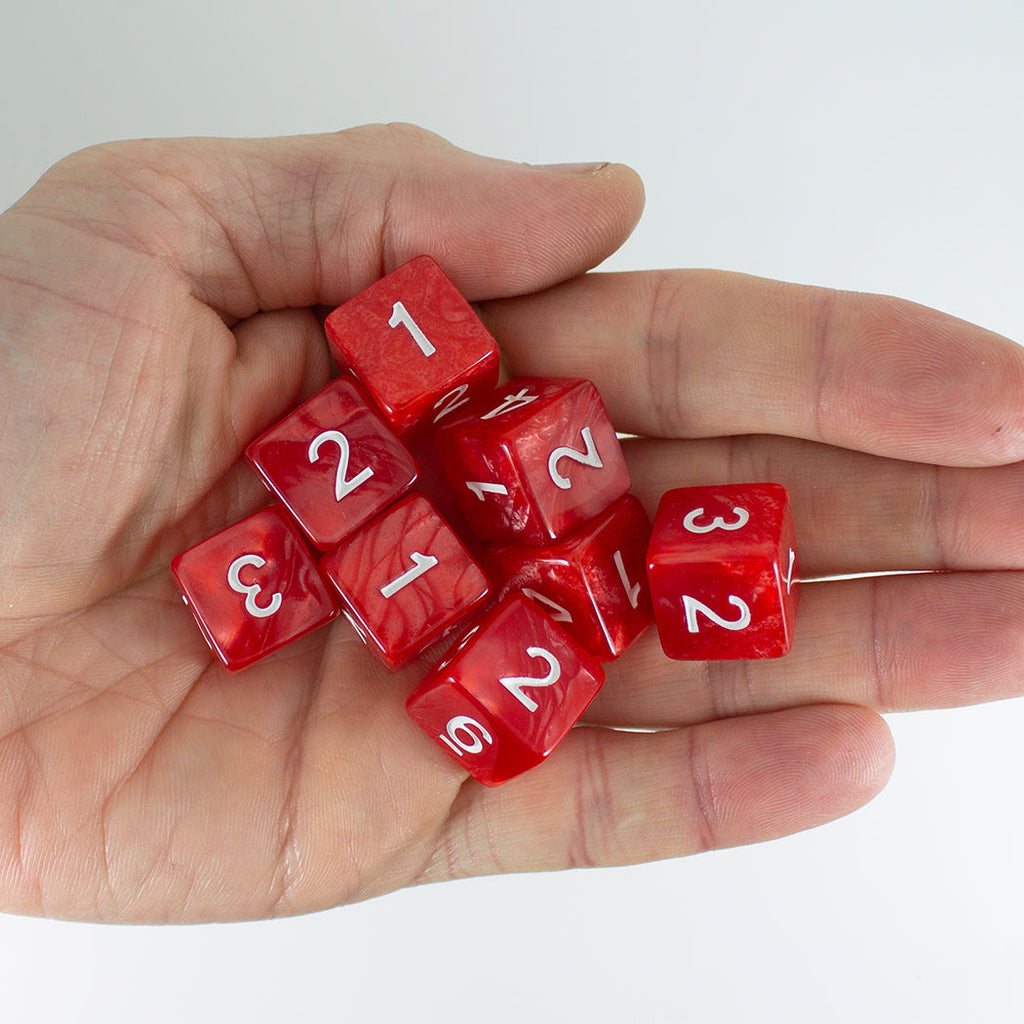 Red Pearl Dice - 8D6 Set