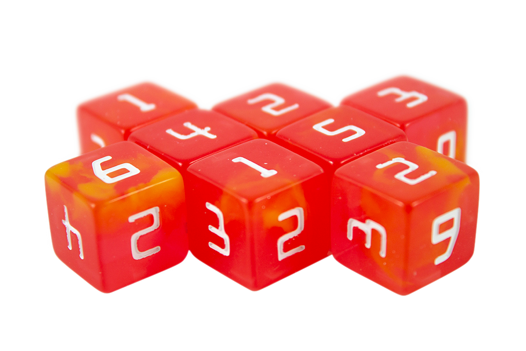 Starfarer 'Red Dwarf' Red and Yellow 8D6 dice