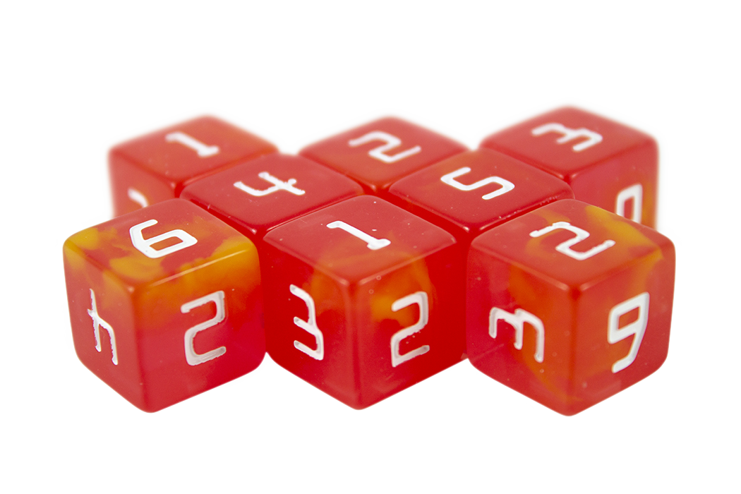 Starfarer 'Red Dwarf' Red and Yellow 8D6 dice