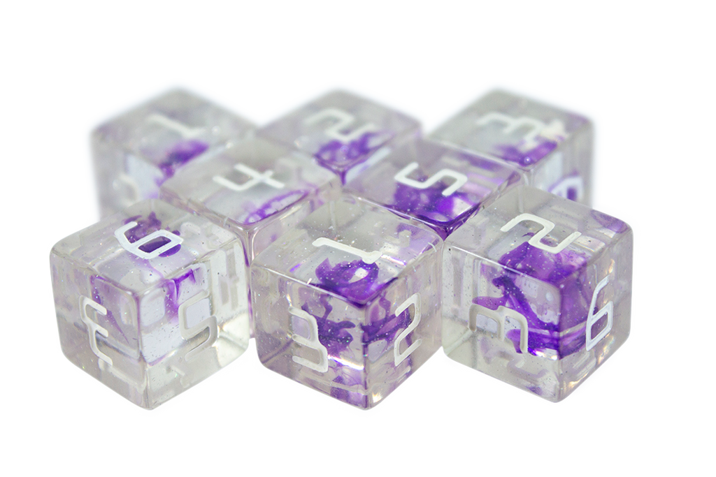 Starfarer 'Wormhole' Clear / Purple 8D6 dice