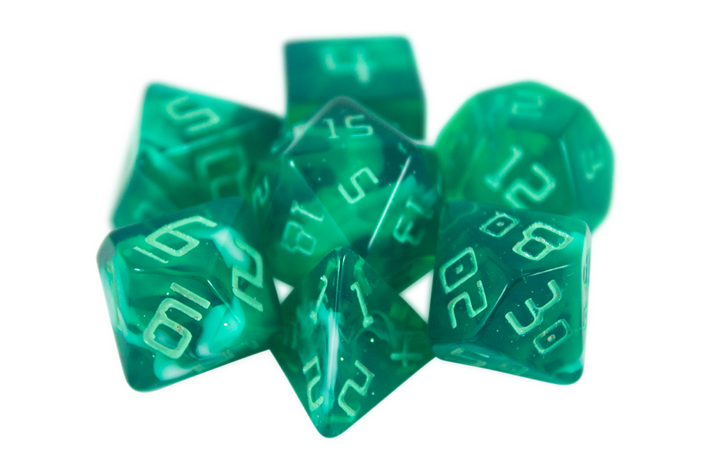 Starfarer 'Quasar' Green and White Sci-Fi RPG dice