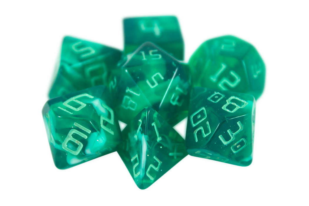 Starfarer 'Quasar' Green and White Sci-Fi RPG dice