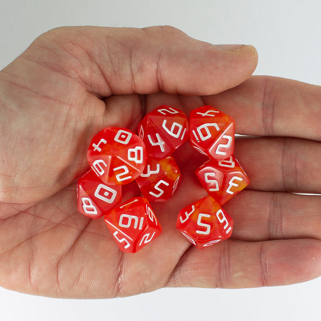 Starfarer 'Red Dwarf' Red and Yellow 8D10 dice