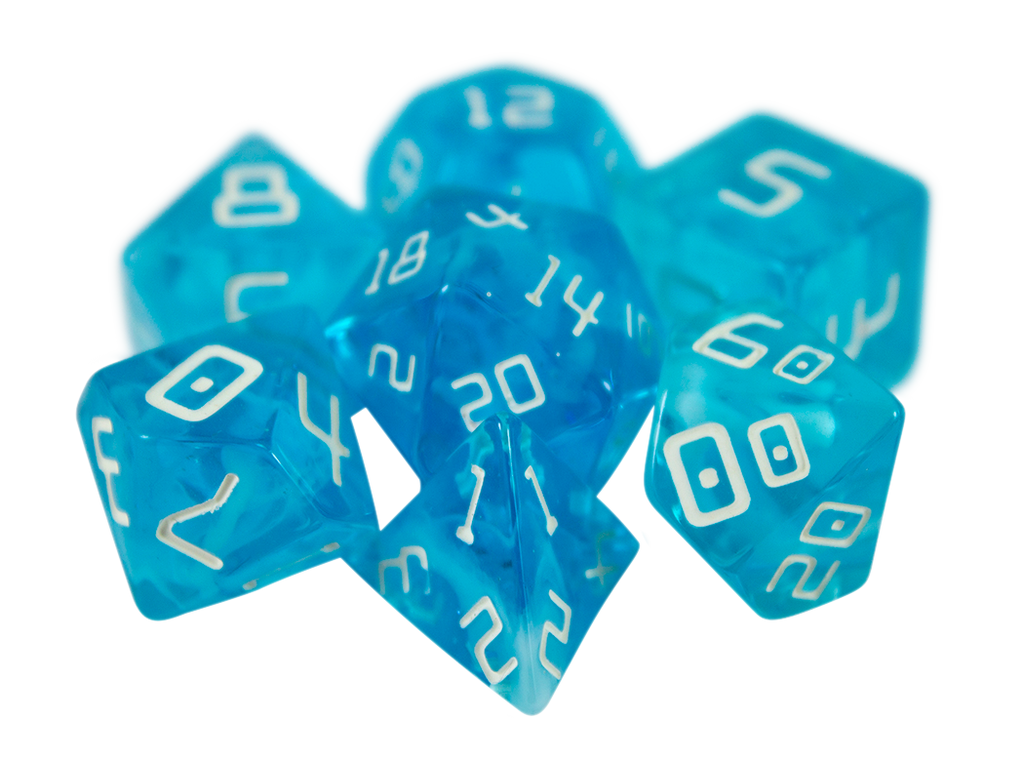 Starfarer 'Andromeda' Blue and White Sci-Fi RPG dice