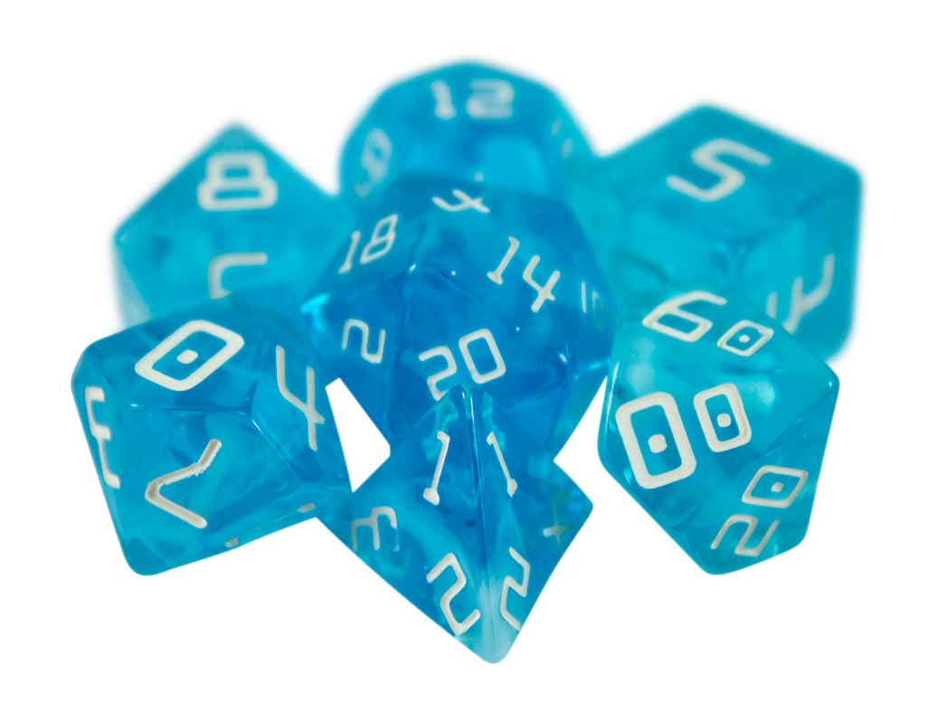 Starfarer 'Andromeda' Blue and White Sci-Fi RPG dice