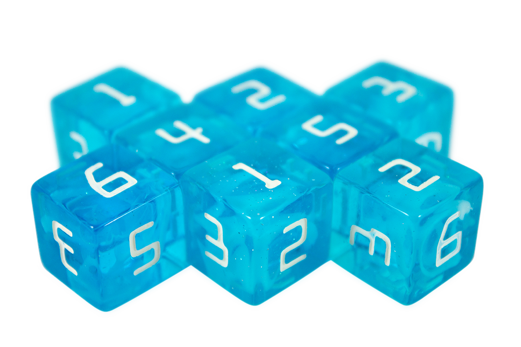 Starfarer 'Andromeda' Blue and White 8D6 dice