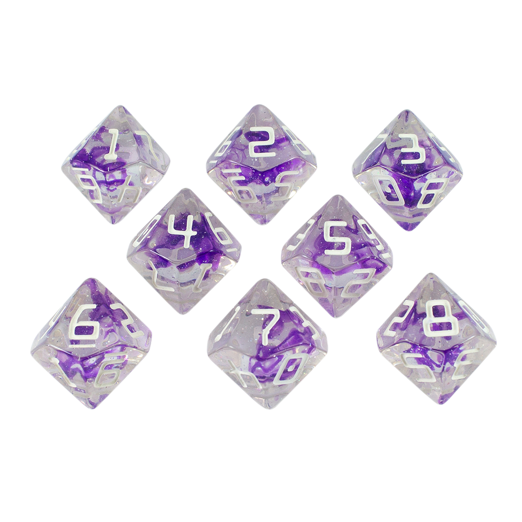 Starfarer 'Wormhole' Clear / Purple 8D10 dice
