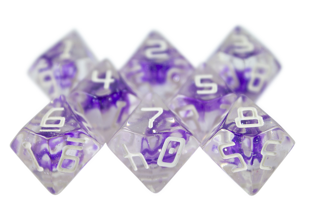 Starfarer 'Wormhole' Clear / Purple 8D10 dice