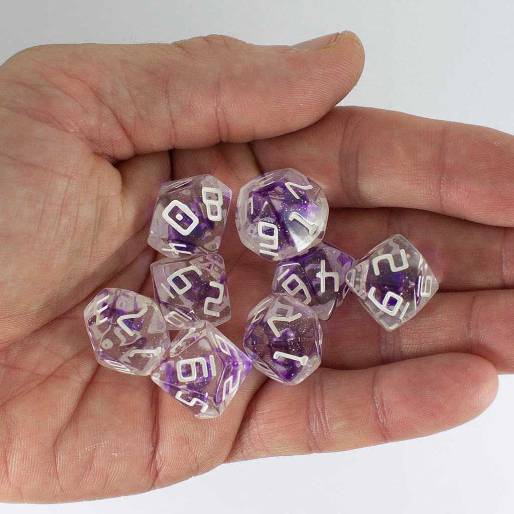 Starfarer 'Wormhole' Clear / Purple 8D10 dice