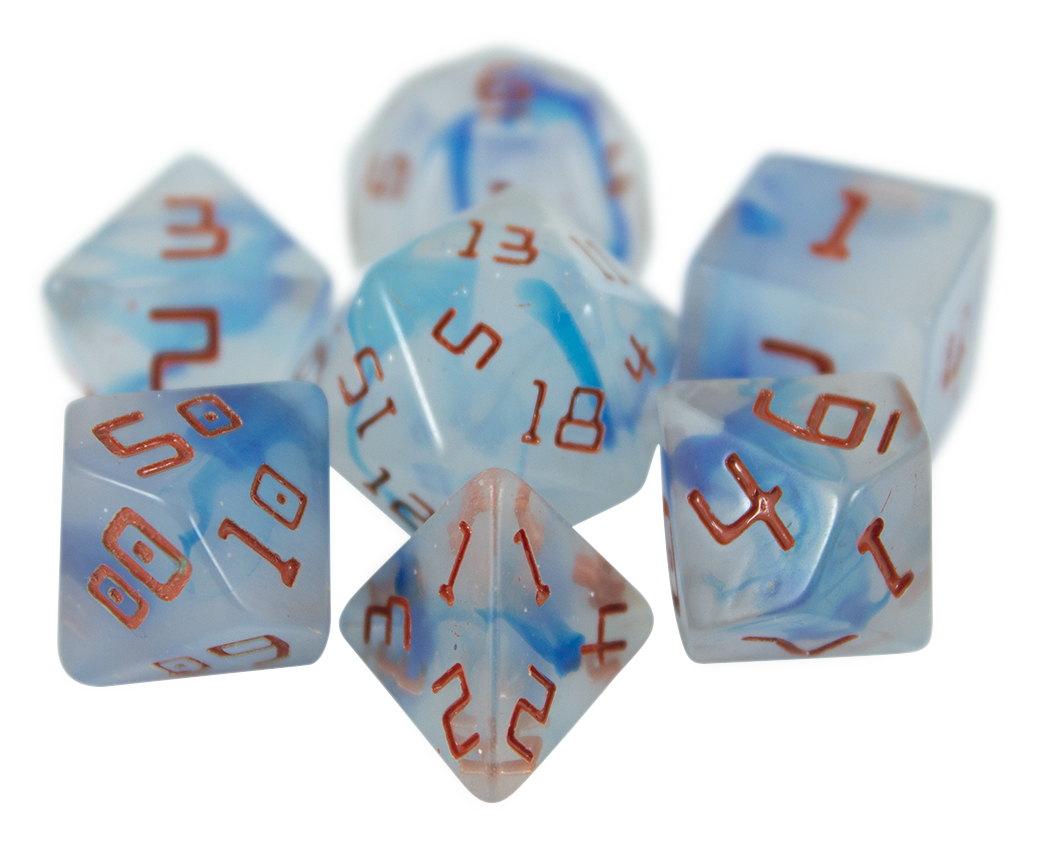 Starfarer 'Cyborg' Grey/Blue Sci-Fi RPG dice