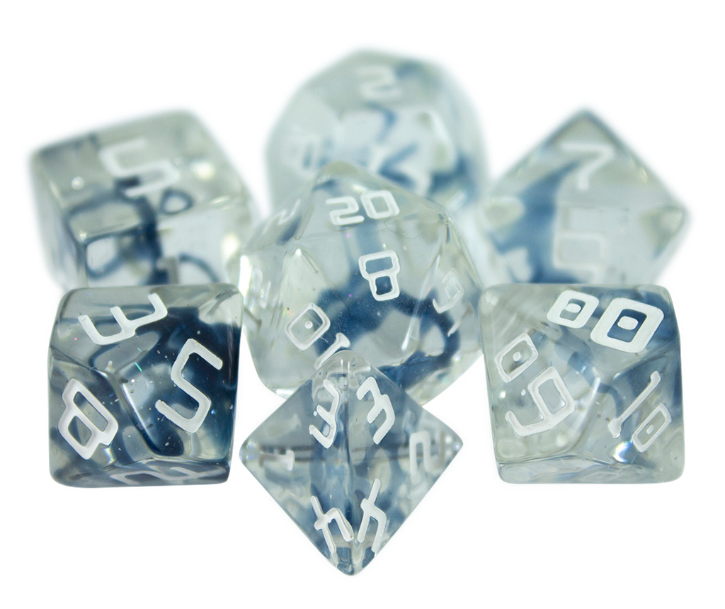 Starfarer 'Polaris' Clear / Blue Sci-Fi RPG dice