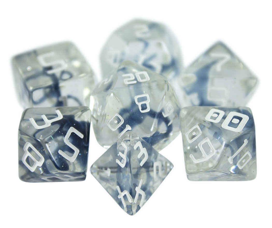 Starfarer 'Polaris' Clear / Blue Sci-Fi RPG dice