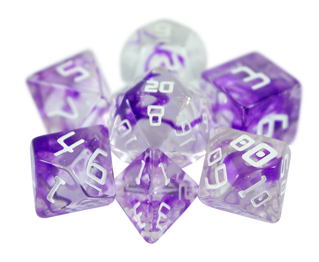 Starfarer 'Wormhole' Clear / Purple Sci-Fi RPG dice
