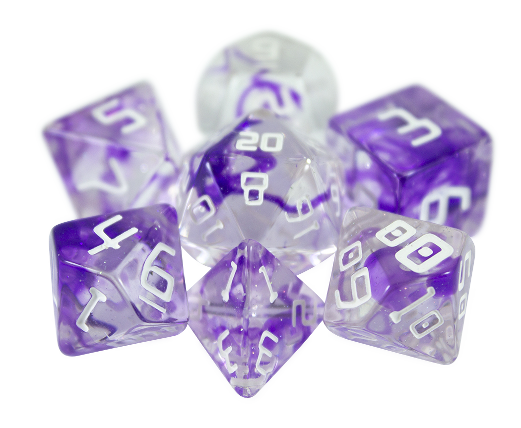 Starfarer 'Wormhole' Clear / Purple Sci-Fi RPG dice