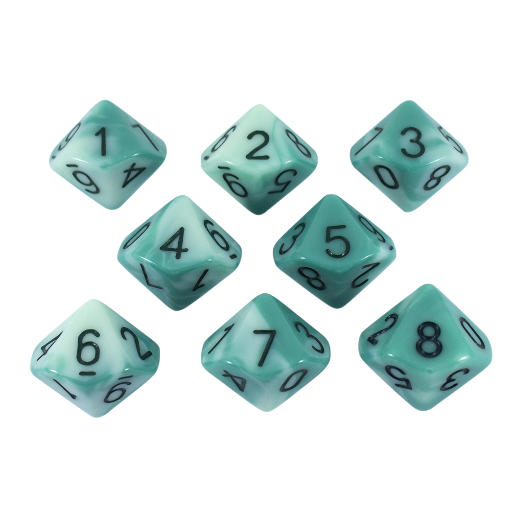 'Ocean Spray' Teal and Blue 8 D10 Dice Set