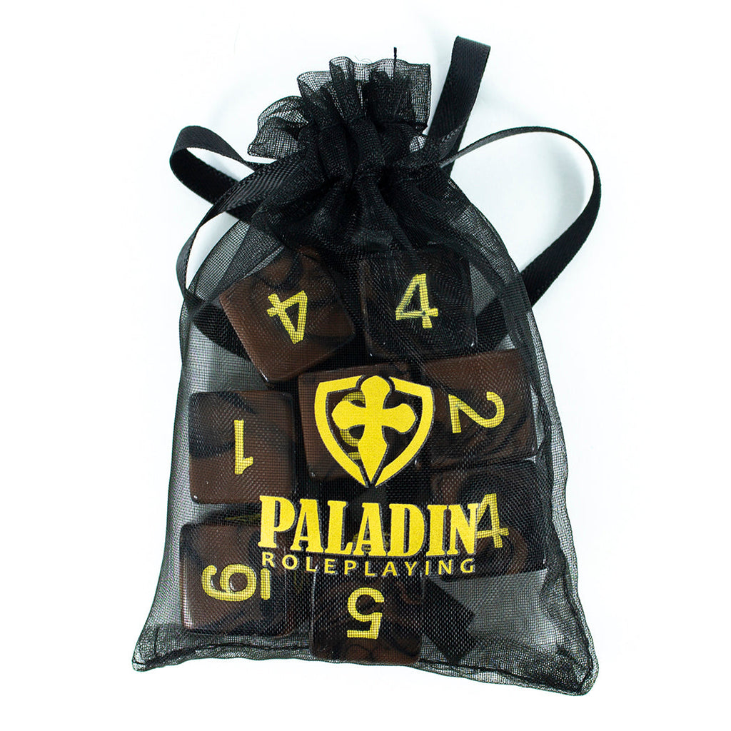 'Werewolf' Black and Brown Marble 8 D6 Dice Set