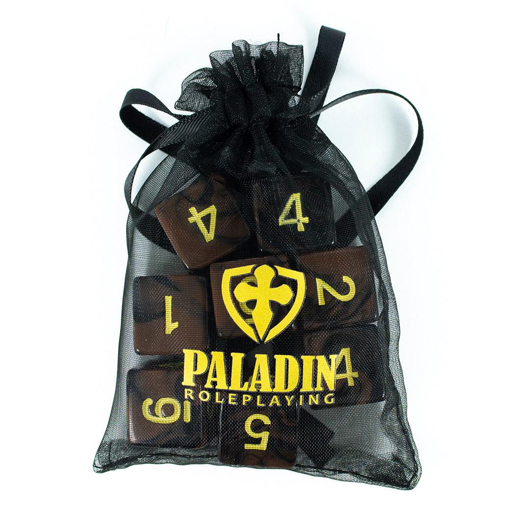 'Werewolf' Black and Brown Marble 8 D6 Dice Set
