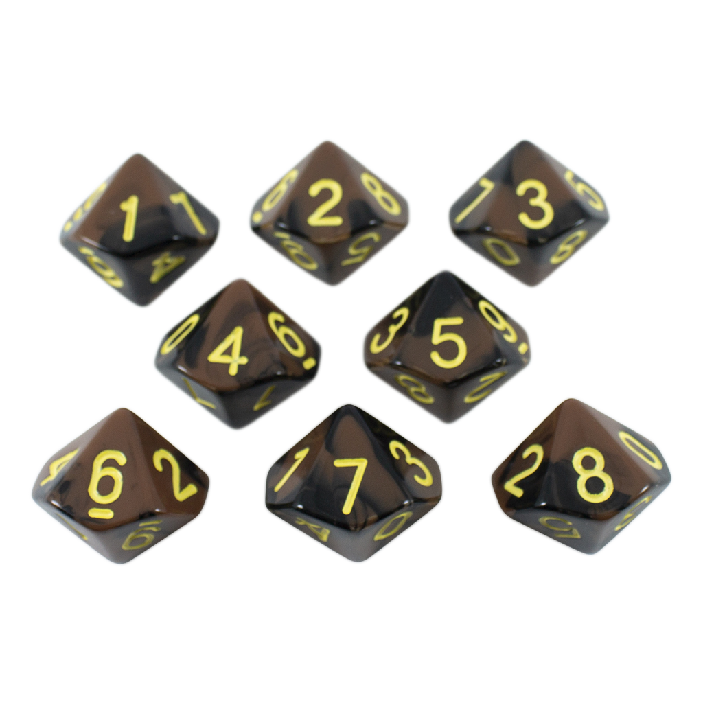 'Werewolf' Black and Brown 8 D10 Dice Set