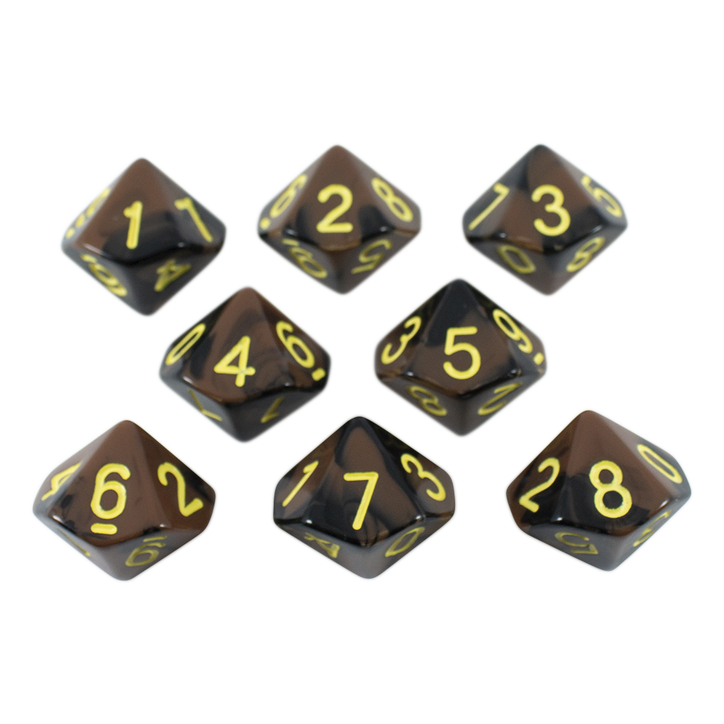 'Werewolf' Black and Brown 8 D10 Dice Set