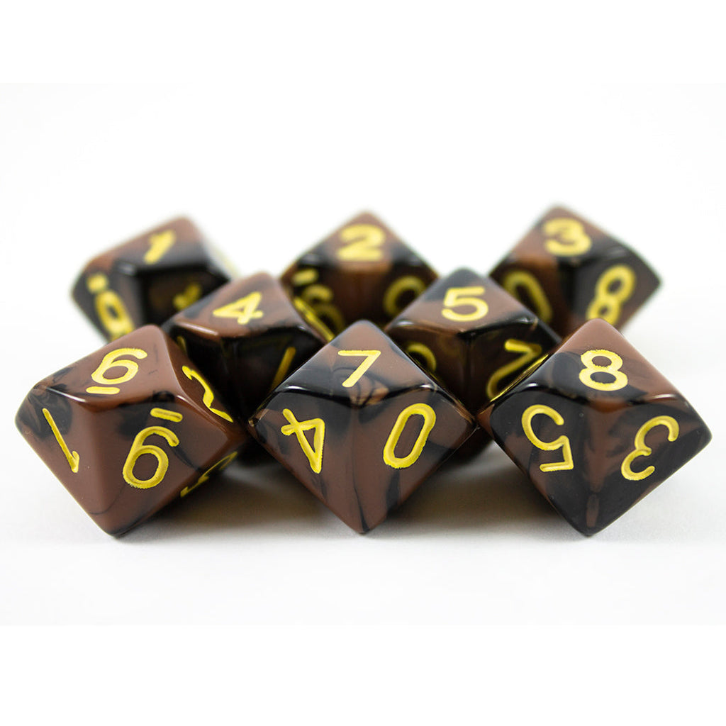 'Werewolf' Black and Brown 8 D10 Dice Set