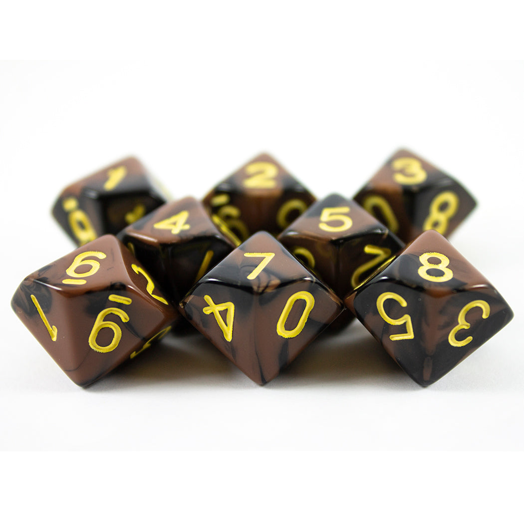'Werewolf' Black and Brown 8 D10 Dice Set