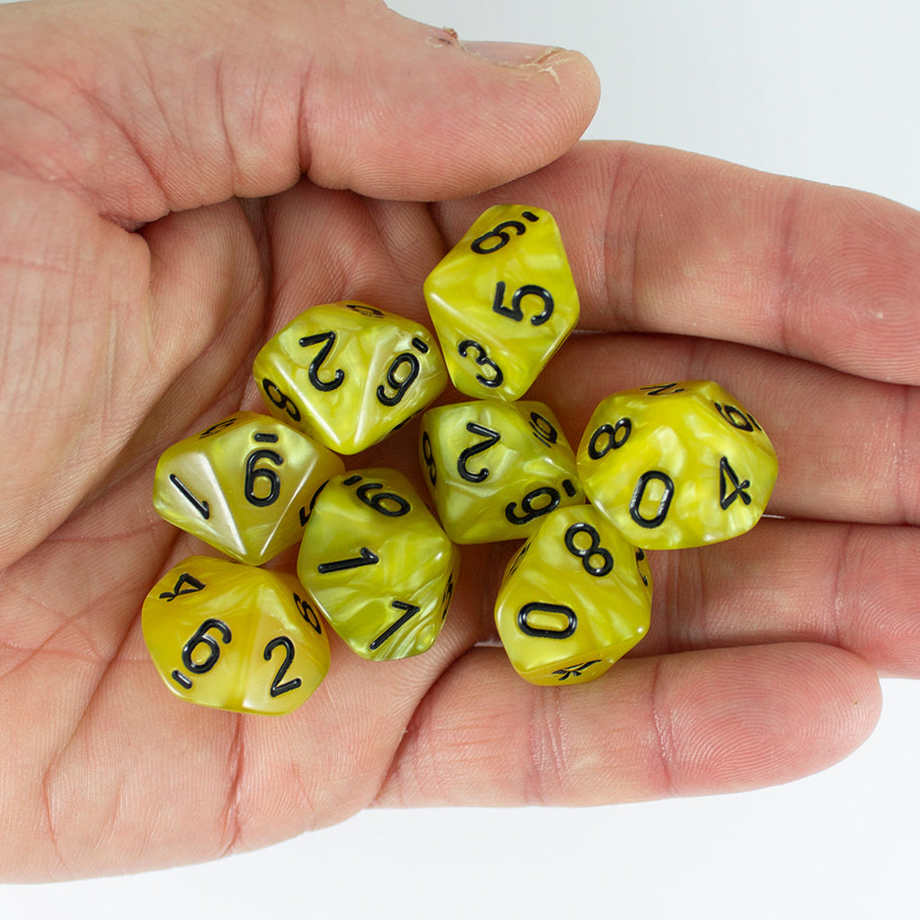 Yellow Pearl Dice - 8 D10 Set - 'Lemon'