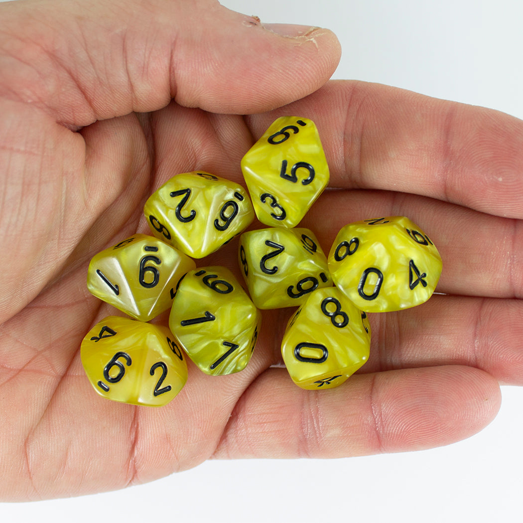 Yellow Pearl Dice - 8 D10 Set - 'Lemon'