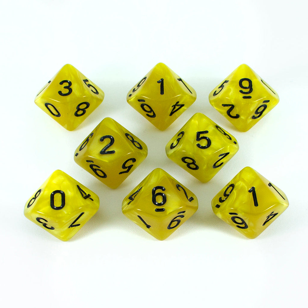 Yellow Pearl Dice - 8 D10 Set - 'Lemon'