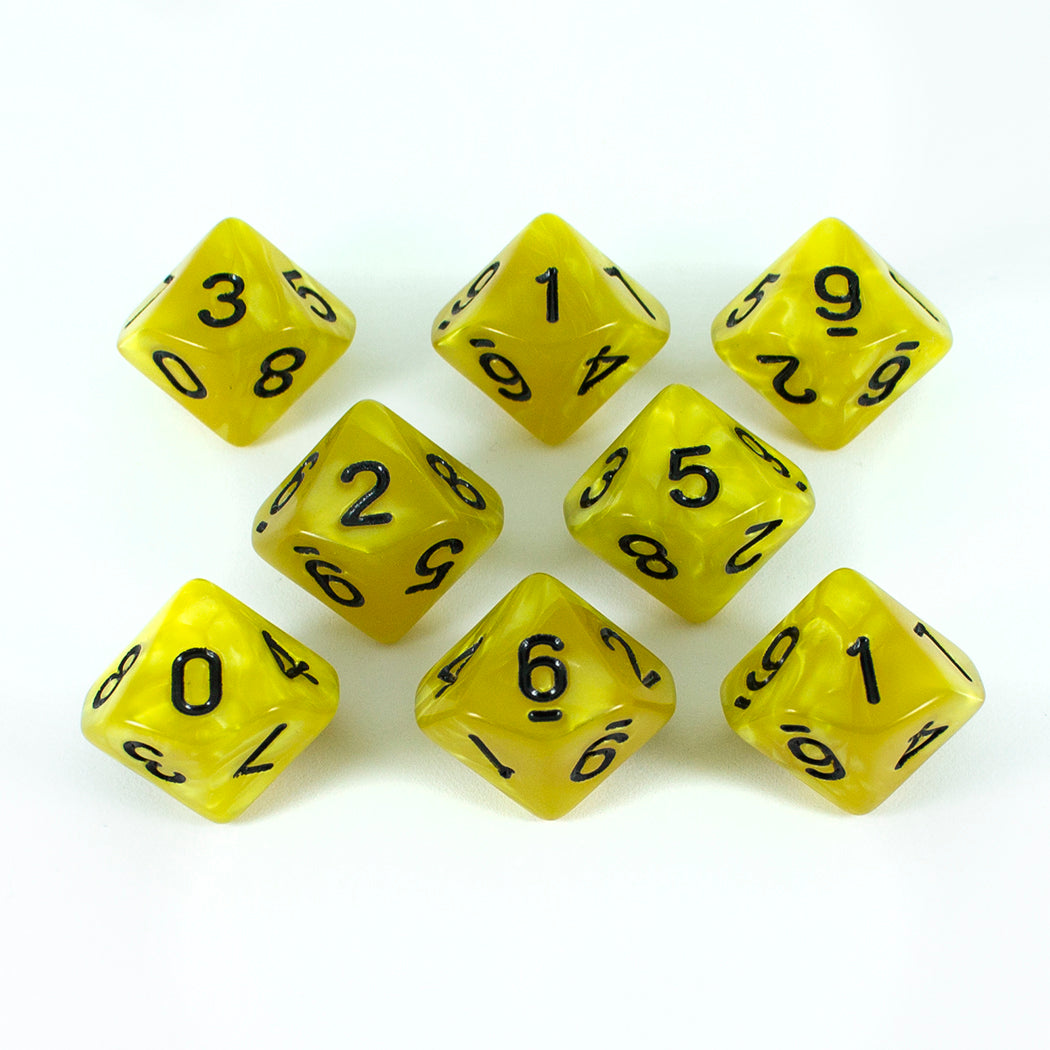 Yellow Pearl Dice - 8 D10 Set - 'Lemon'