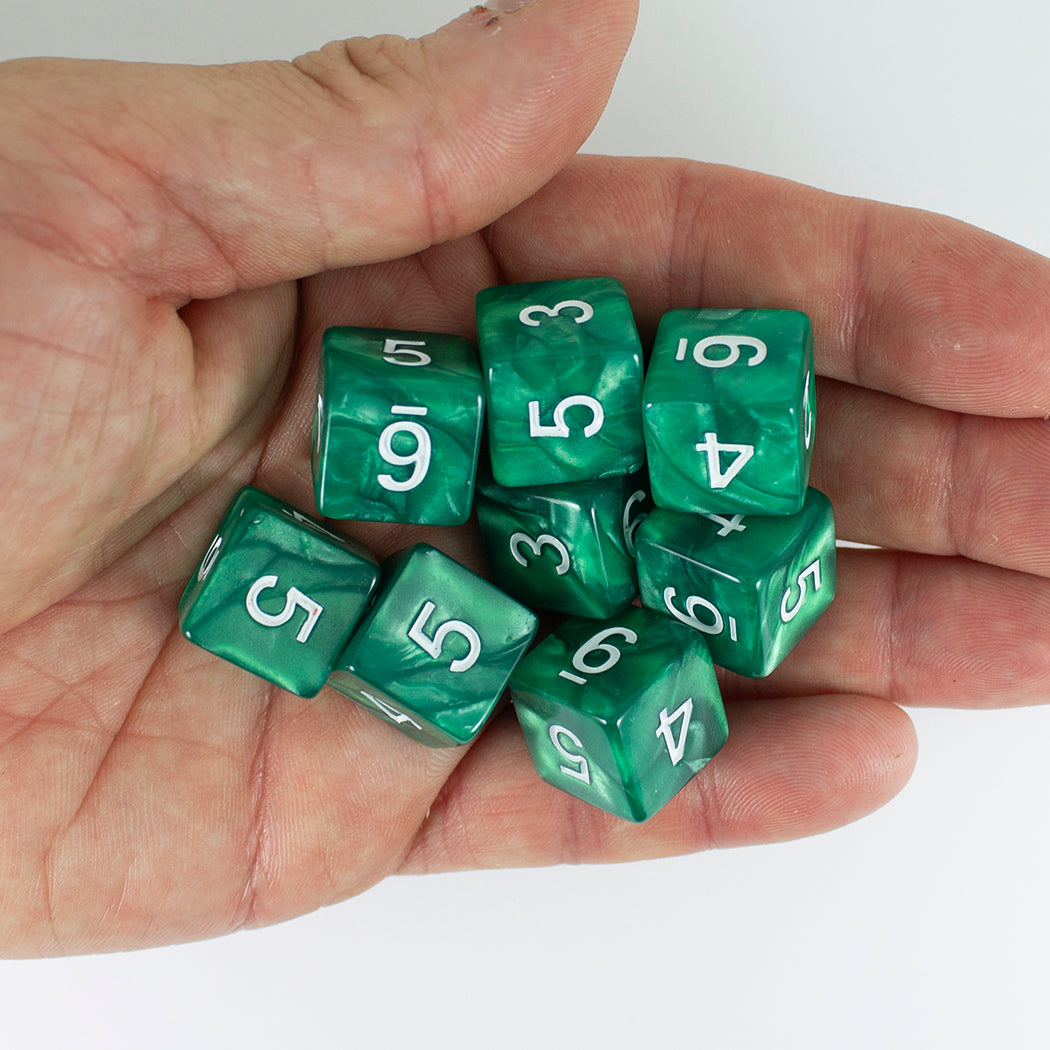 Green Pearl Dice - 8D6 Set - 'Emerald'