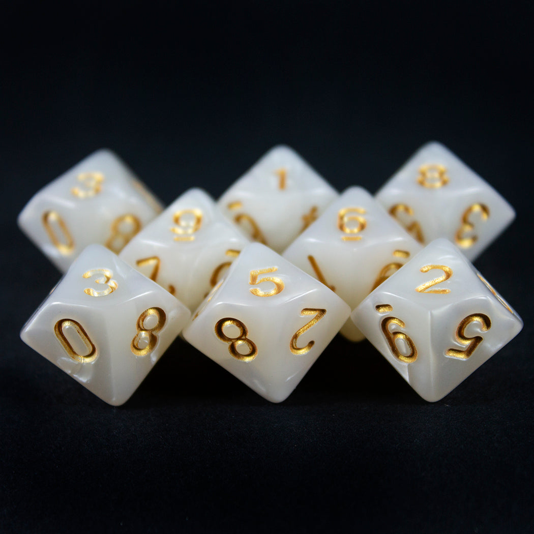 White Pearl Dice - 8 D10 Set