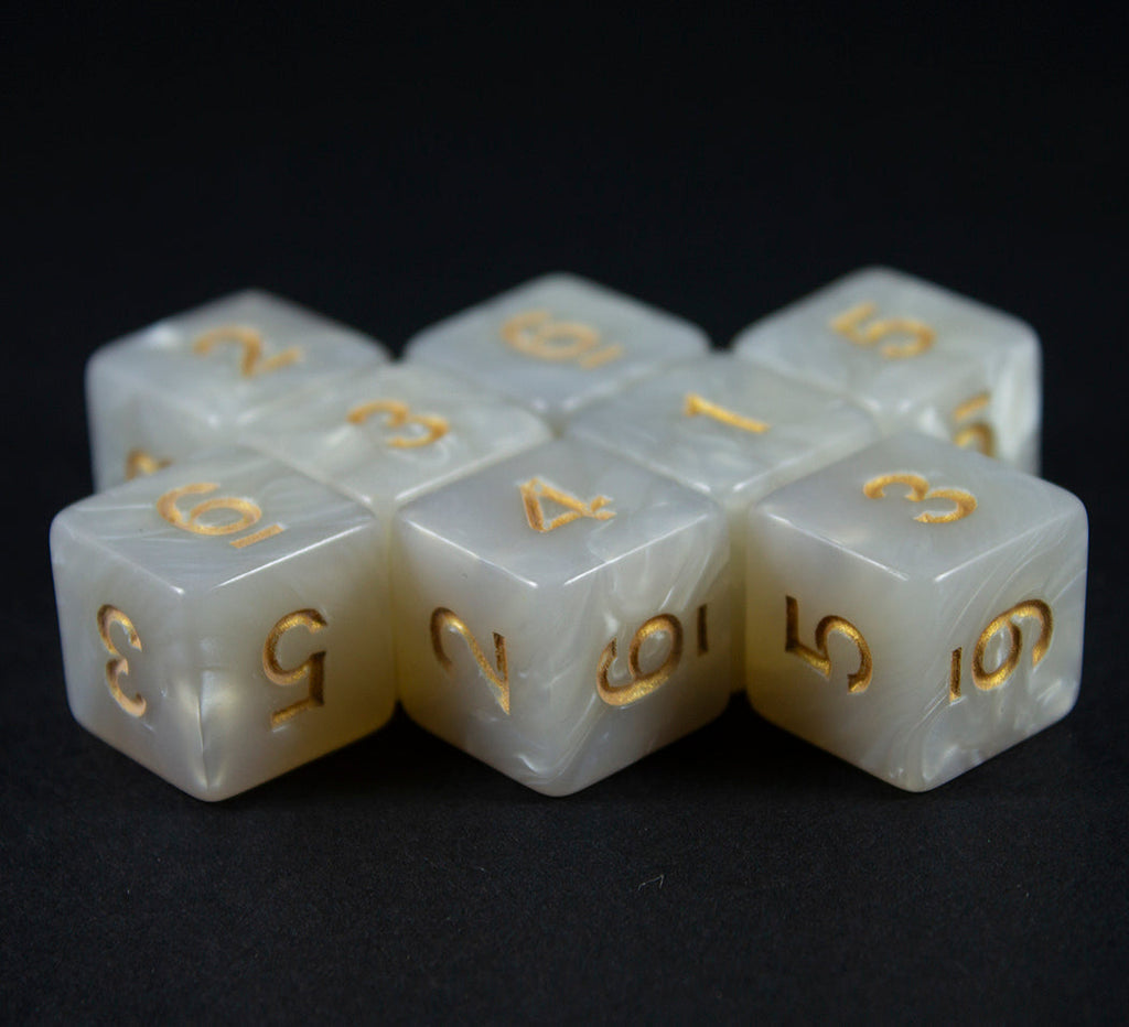 White Pearl Dice - 8D6 Set