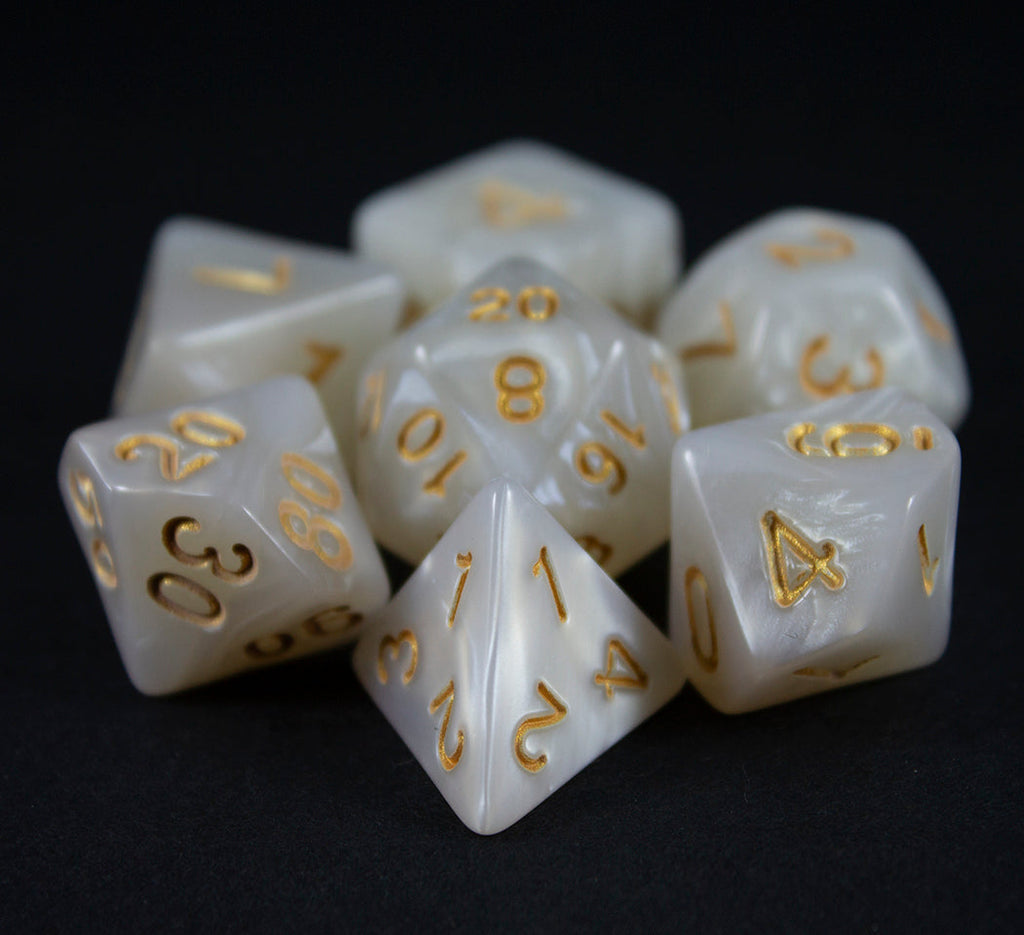 White Pearl RPG Dice - Full Polyhedral Set