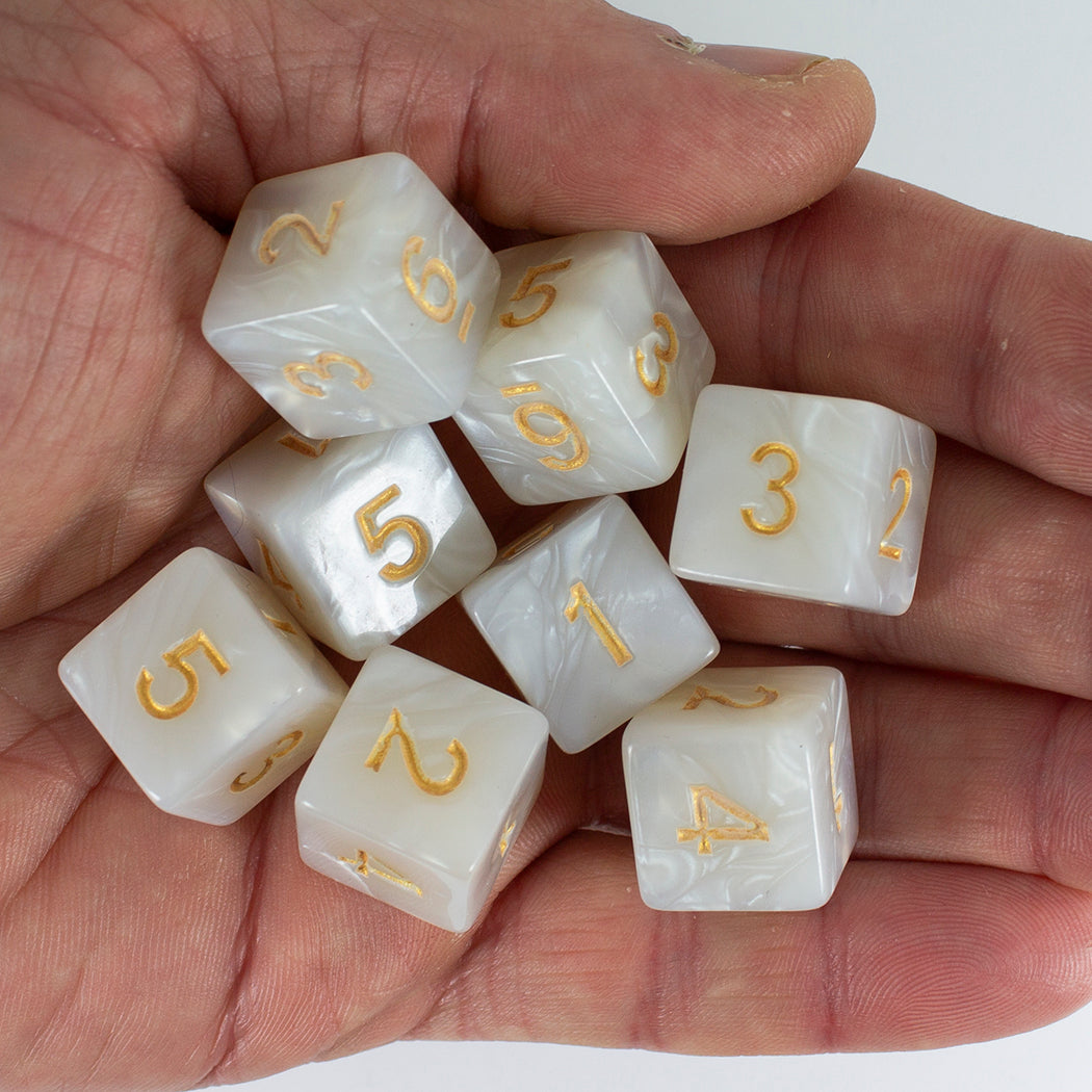 White Pearl Dice - 8D6 Set