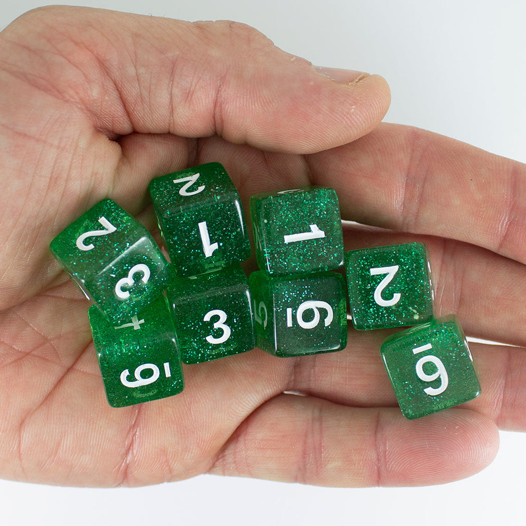 Green Glitter 8D6 Dice Set