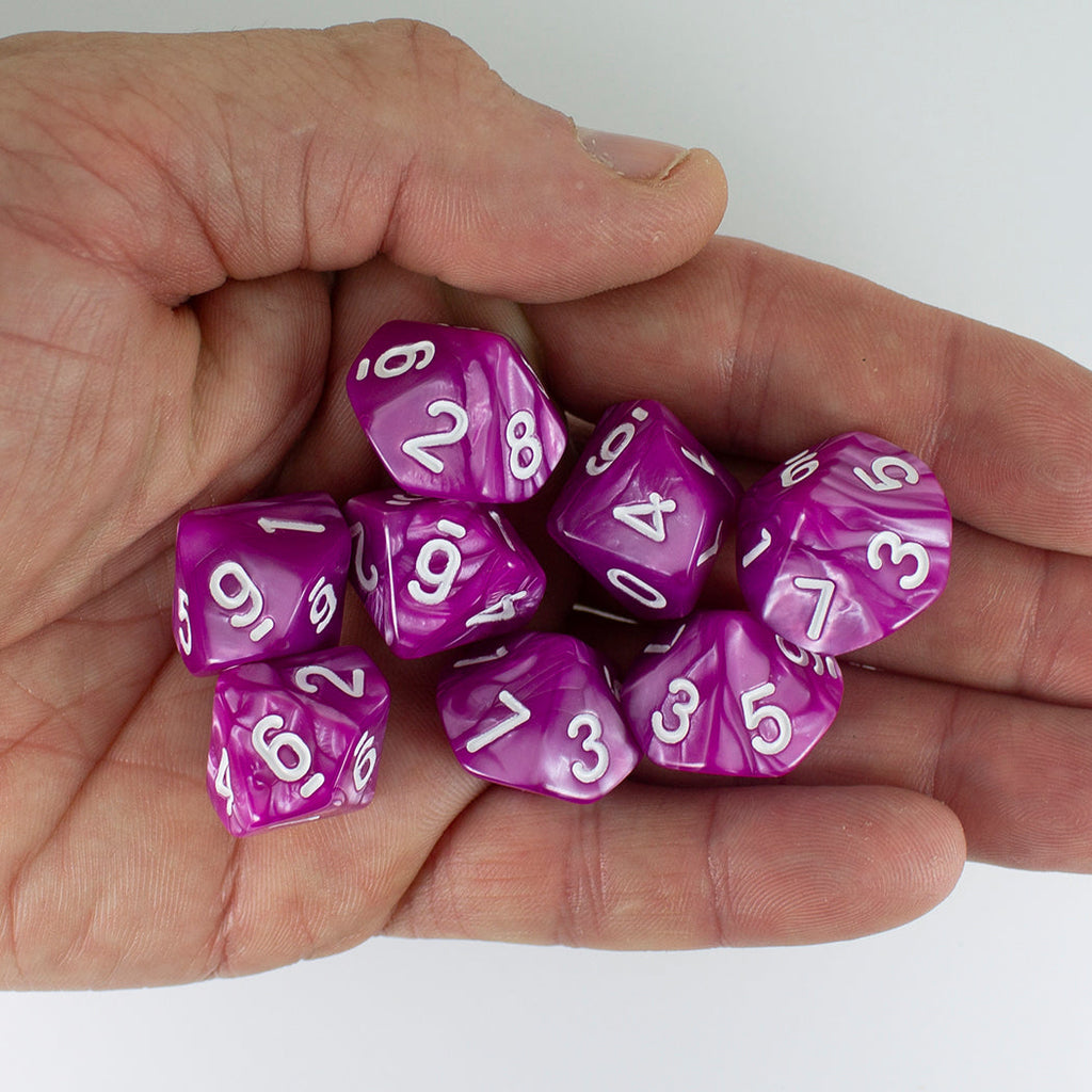 Magenta Pearl Dice - 8 D10 Set
