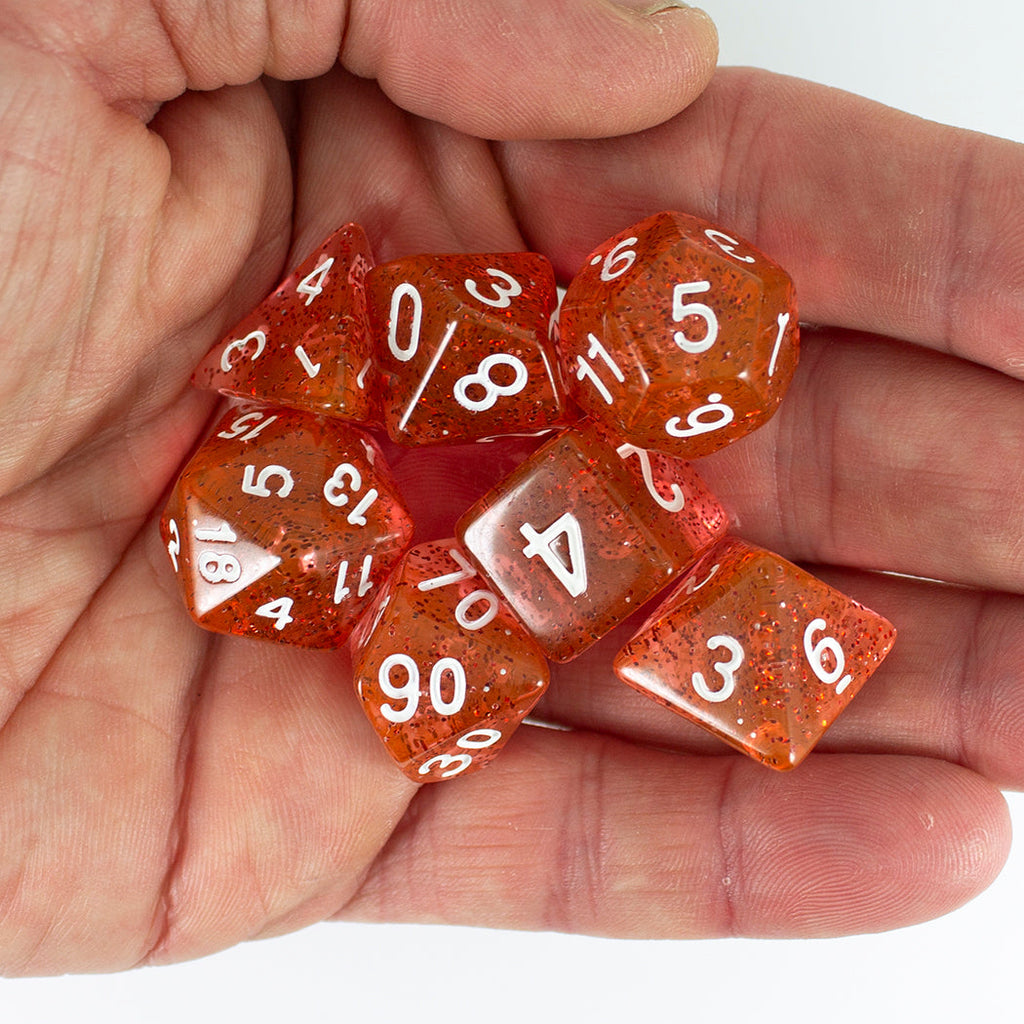 Red Glitter RPG Dice - Full Polyhedral Set