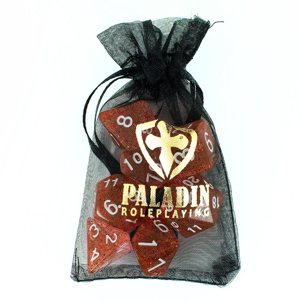 Red Glitter RPG Dice - Full Polyhedral Set