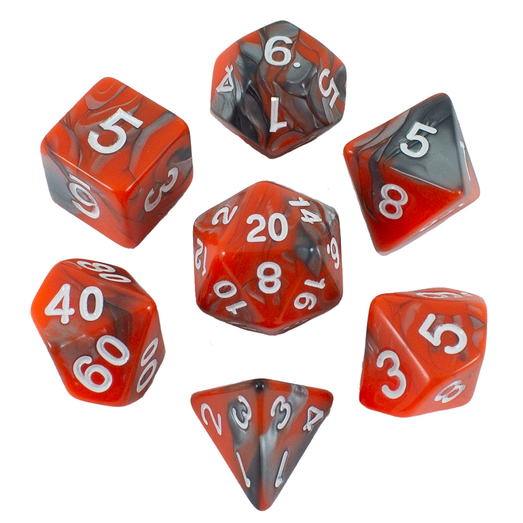 'Magma' Orange and Grey RPG Dice