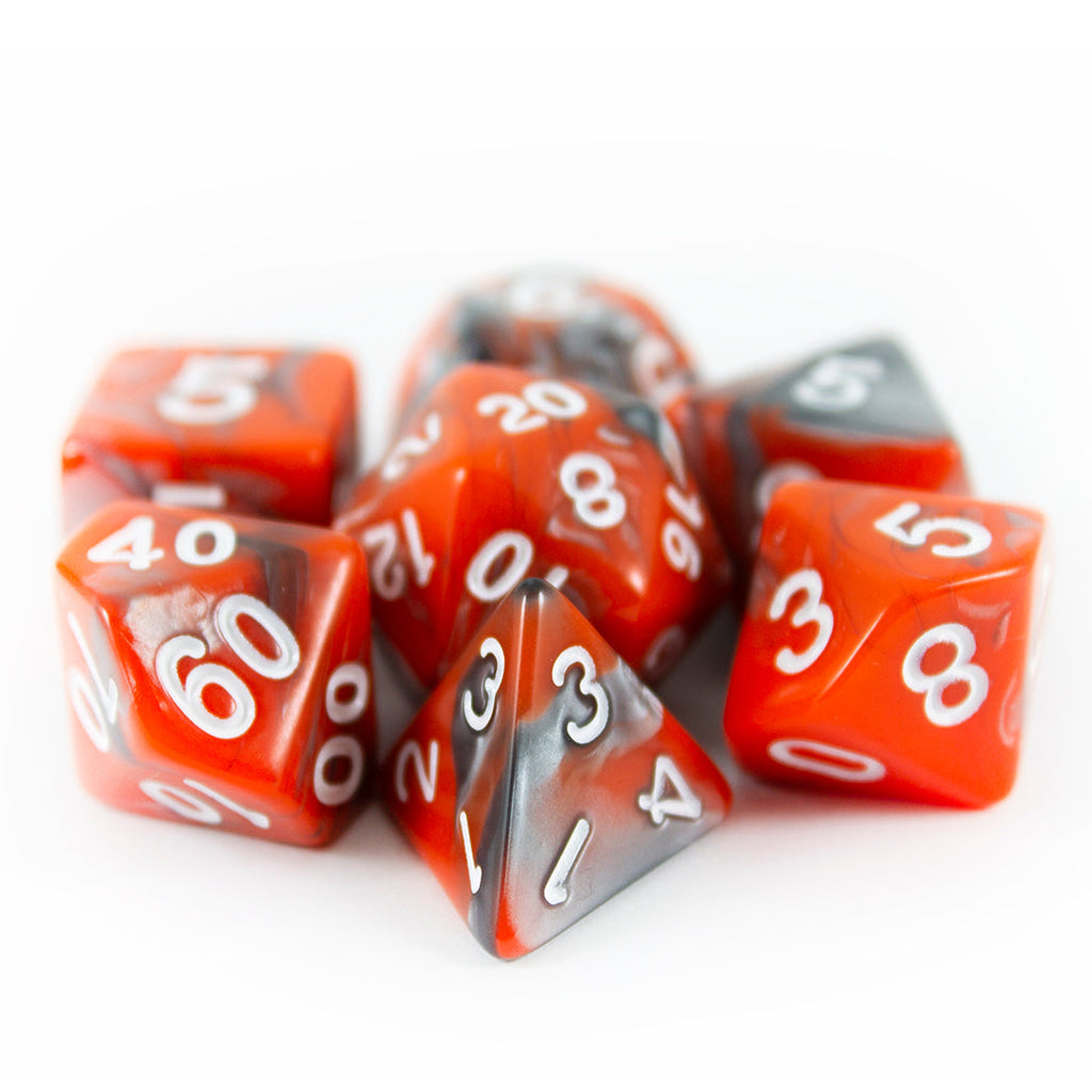 'Magma' Orange and Grey RPG Dice