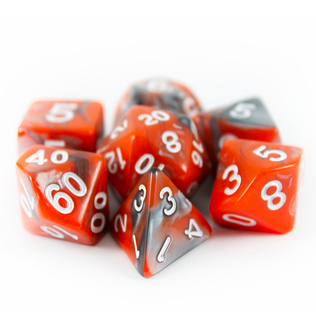 'Magma' Orange and Grey RPG Dice